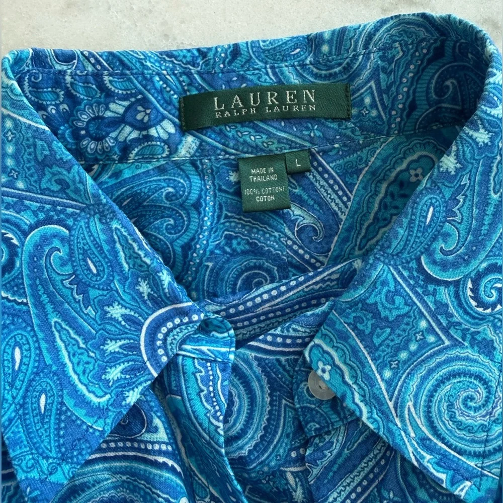 Lauren Ralph Lauren Paisley Button Down Shirt Size L - Picture 10 of 14
